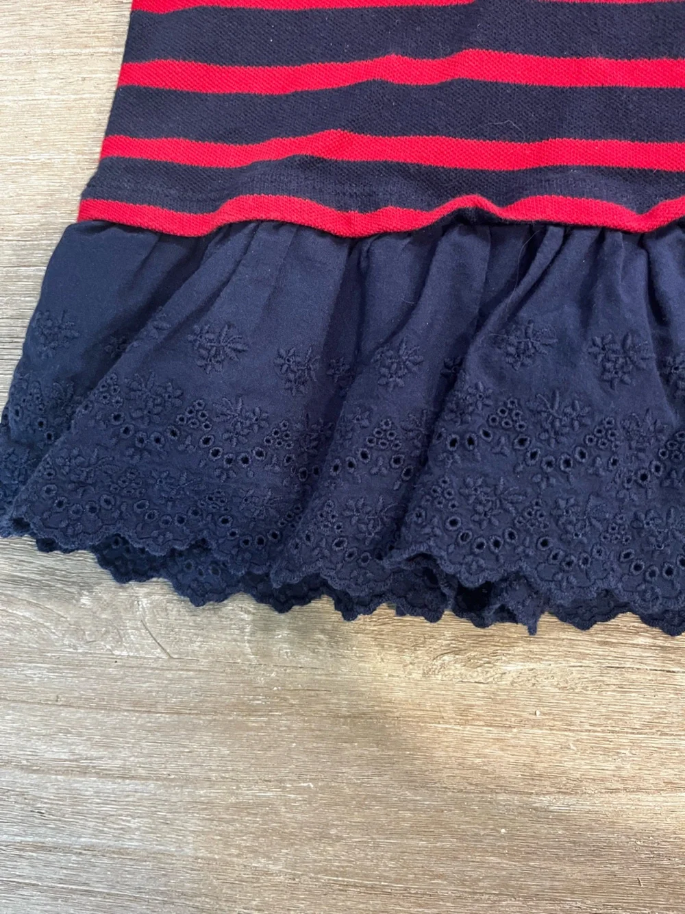 Ralph Lauren Navy and Red Striped Girls Dress
